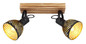 Preview: Globo Strahler Lenna 2-flammig E27 Dunkelbraun schwarz matt Holz Metall 30x25cm