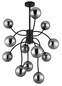 Preview: Globo LED Deckenleuchte Riha 12-flammig G9 LED 12x 3,5W warmweiss Schwarz matt rauchfarben Metall Glaskugeln Ø62cm