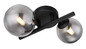 Preview: Globo LED Wandleuchte Riha 2-flammig G9 LED 2x 3,5W warmweiss Schwarz matt rauchfarben Metall Glas 25x24cm