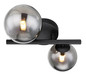 Preview: Globo LED Wandleuchte Riha 2-flammig G9 LED 2x 3,5W warmweiss Schwarz matt rauchfarben Metall Glas 25x24cm