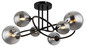 Preview: Globo LED Deckenleuchte Riha 6-flammig G9 LED 6x 3,5W warmweiss Schwarz matt rauchfarben Metall Glas Ø65cm