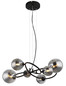 Preview: Globo LED Pendelleuchte Riha 6-flammig G9 LED 6x 3,5W warmweiss Schwarz matt rauchfarben Metall Glas 120x62cm