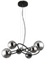 Preview: Globo LED Pendelleuchte Riha 6-flammig G9 LED 6x 3,5W warmweiss Schwarz matt rauchfarben Metall Glas 120x62cm