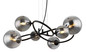 Preview: Globo LED Pendelleuchte Riha 6-flammig G9 LED 6x 3,5W warmweiss Schwarz matt rauchfarben Metall Glas 120x62cm