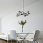 Preview: Globo LED Pendelleuchte Riha 6-flammig G9 LED 6x 3,5W warmweiss Schwarz matt rauchfarben Metall Glas 120x62cm