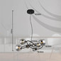 Preview: Globo LED Pendelleuchte Riha 6-flammig G9 LED 6x 3,5W warmweiss Schwarz matt rauchfarben Metall Glas 120x62cm