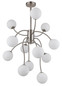 Preview: Globo LED Deckenleuchte Riha 12-flammig G9 LED 12x 3,5W warmweiss Nickel matt opal Metall Glaskugeln Ø62cm