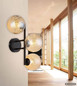 Preview: Globo Wandleuchte Conor 3-flammig G9 Schwarz matt amber Metall Glaskugeln 36x28cm
