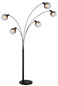Preview: Globo Stehleuchte Seymour 5-flammig E27 Schwarz matt rauchfarben Metall Glas 208cm