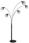 Preview: Globo Stehleuchte Seymour 5-flammig E27 Schwarz matt rauchfarben Metall Glas 208cm
