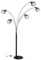 Preview: Globo Stehleuchte Seymour 5-flammig E27 Schwarz matt rauchfarben Metall Glas 208cm