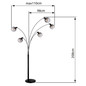 Preview: Globo Stehleuchte Seymour 5-flammig E27 Schwarz matt rauchfarben Metall Glas 208cm