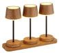 Preview: Globo LED Tischleuchte Dawson RGBW LED 1W dimmbar Akku IP54 warmweiss Holzoptik dunkel Metall Ø8cm