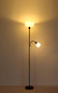 Preview: Globo Stehleuchte Hinton E27 + E14 Schwarz matt Metall 179cm
