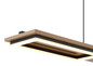 Preview: Globo LED Pendelleuchte Bruce 30W warmweiss Schwarz matt Holzoptik dunkel Metall MDF 120x90cm