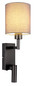 Preview: Globo Wandleuchte Zamora E27 + LED 3W warmweiss Schwarz-chrom matt grau Metall Textil 45,5x15cm