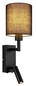 Preview: Globo Wandleuchte Zamora E27 + LED 3W warmweiss Schwarz matt Metall Textil 45,5x15cm