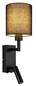 Preview: Globo Wandleuchte Zamora E27 + LED 3W warmweiss Schwarz matt Metall Textil 45,5x15cm