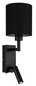 Preview: Globo Wandleuchte Zamora E27 + LED 3W warmweiss Schwarz matt Metall Textil 45,5x15cm