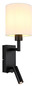 Preview: Globo Wandleuchte Zamora E27 + LED 3W warmweiss Schwarz matt weiß Metall Textil 45,5x15cm