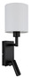 Preview: Globo Wandleuchte Zamora E27 + LED 3W warmweiss Schwarz matt weiß Metall Textil 45,5x15cm