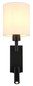 Preview: Globo Wandleuchte Zamora E27 + LED 3W warmweiss Schwarz matt weiß Metall Textil 45,5x15cm