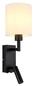Preview: Globo Wandleuchte Zamora E27 + LED 3W warmweiss Schwarz matt weiß Metall Textil 45,5x15cm