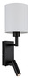Preview: Globo Wandleuchte Zamora E27 + LED 3W warmweiss Schwarz matt weiß Metall Textil 45,5x15cm