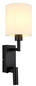 Preview: Globo Wandleuchte Zamora E27 + LED 3W warmweiss Schwarz matt weiß Metall Textil 45,5x15cm