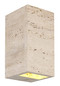 Preview: Globo LED Wandleuchte Rojas 6W warmweiss Weiß matt Metall Travertine Stein 16x8cm