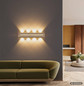 Preview: Globo LED Wandleuchte Rojas 21W warmweiss Weiß matt Metall Travertine Stein 60x11cm