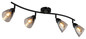 Preview: Globo Strahler Paula 4-flammig E14 Schwarz matt rauchfarben Metall Glas 70x21cm