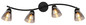 Preview: Globo Strahler Paula 4-flammig E14 Schwarz matt rauchfarben Metall Glas 70x21cm