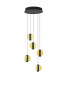 Preview: Hell Iris LED Pendelleuchte 5-fach Warmweiß Dimmbar 60-180cm >90Ra Schwarz/Gold 20698/5-51