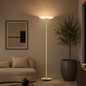 Preview: Hell LED Stehleuchte Ferdi dimmbar 36W CCT steuerbare Lichtfarbe 3-stufig extrawarm- bis neutralweiss 90Ra Messing matt Alabasterglas 180cm 60582/1-01