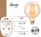 Preview: iDual LED Filament Lampe E27 2200-5500 K dimmbar G125 Globe 9W Fernbedienung Amber