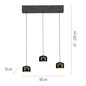 Preview: JUST LIGHT BALLINI LED Pendelleuchte Warmweiss Dimmbar 15,6W 3-fach schwarz 15261-18
