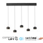 Preview: JUST LIGHT BALLINI LED Pendelleuchte Warmweiss Dimmbar 26W 5-fach schwarz 15262-18