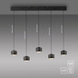 Preview: JUST LIGHT BALLINI LED Pendelleuchte Warmweiss Dimmbar 26W 5-fach schwarz 15262-18
