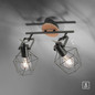 Preview: JUST LIGHT JARO Wand- und Deckenleuchte E27 max. 60W 2-fach Holz-natur 15672-78