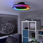 Preview: Kanlux LED Deckenleuchte mit Ventilator Plave 48W RGB + CCT 3000-6500K Fernbedienung Schwarz Weiß Ø48,5cm 38034