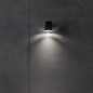 Preview: Kanlux Außenwandleuchte Zevi mit Lichtring 2-flammig 2xGU10 Bewegungsmelder IP54 Graphit Aluminium 11x24cm 90103