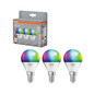 Preview: OSRAM LED Leuchtmittel SMART+ MATTER CLASSIC shapes Multicolor  4.9W 827...865 Multicolor E14 TRIPLE PACK Dimmbar RGBTW 4099854529887