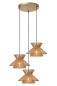Preview: Lucide TASMAN Pendelleuchte 3x E27 Helles Holz, Mattes Gold, Messing 10420/03/72
