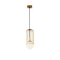 Preview: Maytoni Telford Pendelleuchte, Hängeleuchte E27 15cm Gitter-Muster Gold Glas