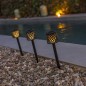 Preview: NewGarden GRETITA schwarz Solar + Akku LED Erdspieß Gartenleuchte Solar 4er Set + USB Innen & Außen IP44
