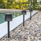 Preview: NewGarden GRETITA schwarz Solar + Akku LED Erdspieß Gartenleuchte Solar 4er Set + USB Innen & Außen IP44