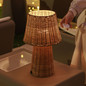 Preview: Newgarden Lola 40 Natur Akku Tischleuchte aus Rattan, warmweißes Licht, dimmbar, Fernbedienung ø23x38 cm