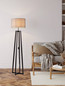 Preview: Nova Luce Stehleuchte Artis E27 Grau Schwarz Leinen Holz 165cm 9001082