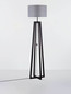 Preview: Nova Luce Stehleuchte Artis E27 Grau Schwarz Leinen Holz 165cm 9001082